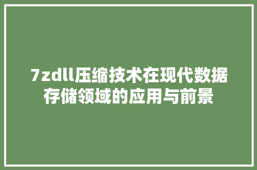 7zdll压缩技术在现代数据存储领域的应用与前景