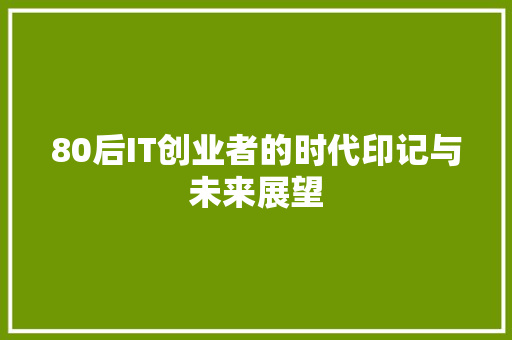 80后IT创业者的时代印记与未来展望 网站建设公司