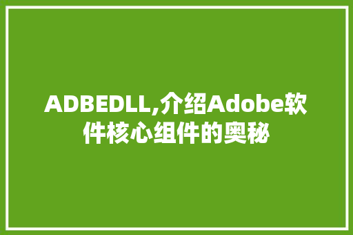 ADBEDLL,介绍Adobe软件核心组件的奥秘 网站建设公司