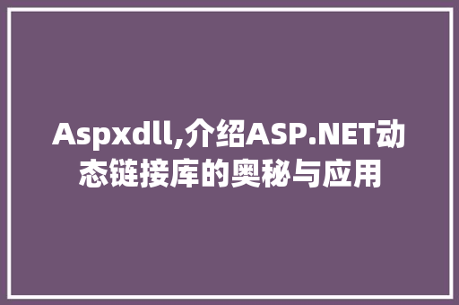 Aspxdll,介绍ASP.NET动态链接库的奥秘与应用 必应SEO