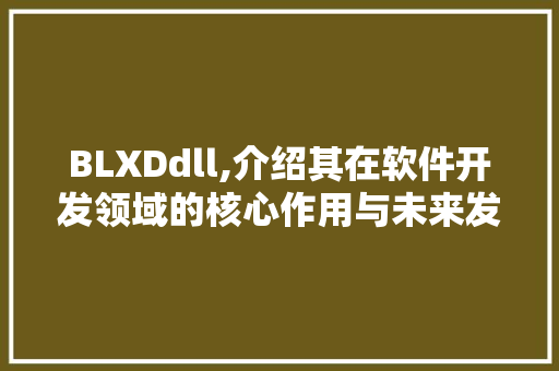 BLXDdll,介绍其在软件开发领域的核心作用与未来发展趋势 必应SEO