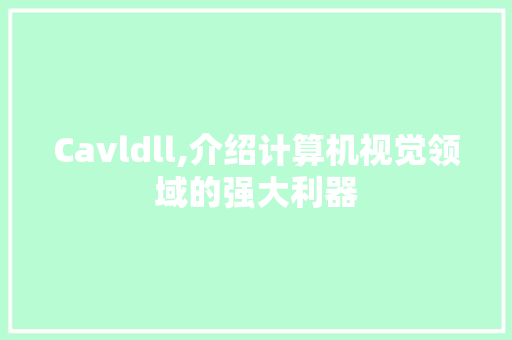 Cavldll,介绍计算机视觉领域的强大利器 必应SEO