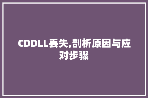 CDDLL丢失,剖析原因与应对步骤 必应SEO