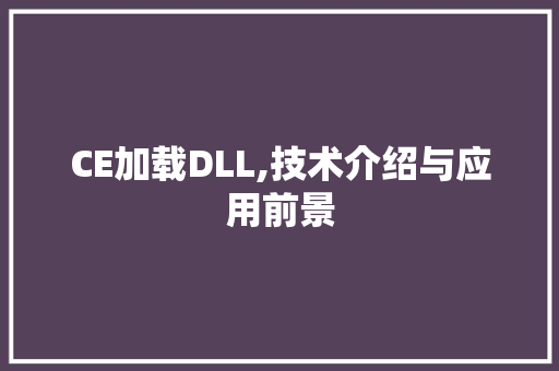 CE加载DLL,技术介绍与应用前景