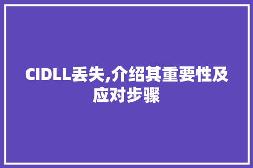 CIDLL丢失,介绍其重要性及应对步骤 神马SEO
