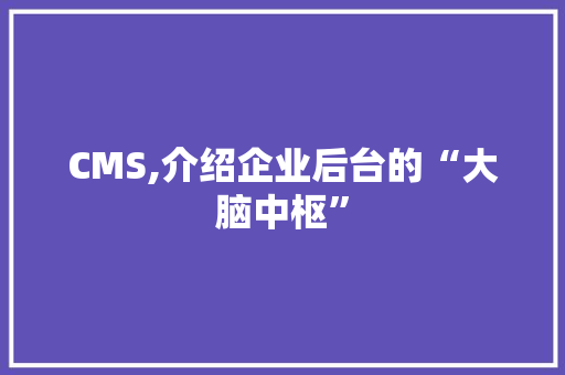 CMS,介绍企业后台的“大脑中枢”