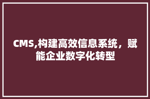 CMS,构建高效信息系统，赋能企业数字化转型