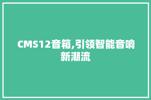 CMS12音箱,引领智能音响新潮流 SEO关键词
