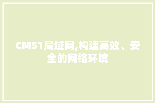 CMS1局域网,构建高效、安全的网络环境 网站建设公司