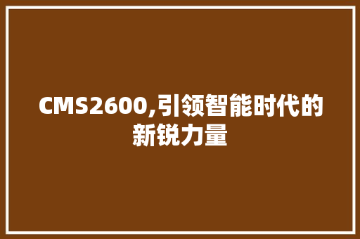 CMS2600,引领智能时代的新锐力量 网站建设公司