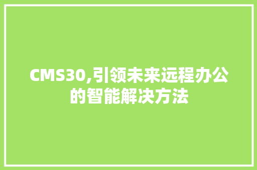 CMS30,引领未来远程办公的智能解决方法 SEO关键词