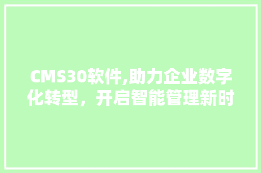 CMS30软件,助力企业数字化转型，开启智能管理新时代 百度SEO