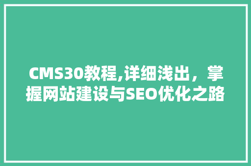 CMS30教程,详细浅出,掌握网站建设与SEO优化之路 必应SEO CMS30教程,详细浅出,掌握网站建设与SEO优化之路 必应SEO