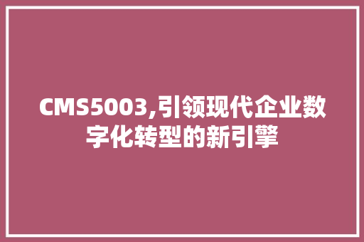 CMS5003,引领现代企业数字化转型的新引擎 必应SEO