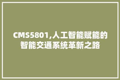 CMS5801,人工智能赋能的智能交通系统革新之路 网站建设公司