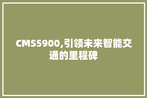 CMS5900,引领未来智能交通的里程碑 网站建设公司