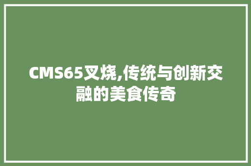 CMS65叉烧,传统与创新交融的美食传奇