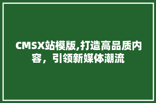 CMSX站模版,打造高品质内容，引领新媒体潮流