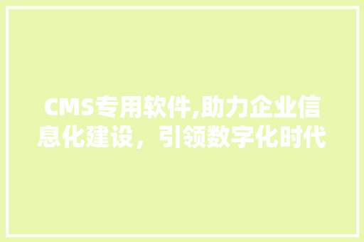 CMS专用软件,助力企业信息化建设，引领数字化时代潮流