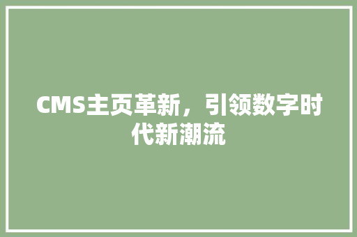 CMS主页革新，引领数字时代新潮流 网站建设公司