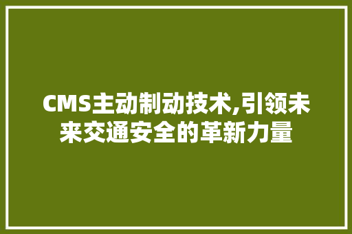 CMS主动制动技术,引领未来交通安全的革新力量 SEO关键词