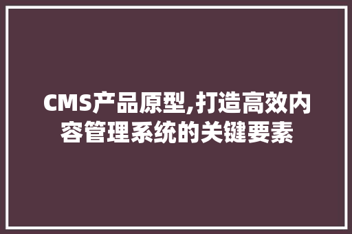 CMS产品原型,打造高效内容管理系统的关键要素 网站建设公司