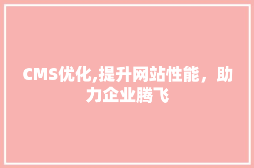 CMS优化,提升网站性能，助力企业腾飞 网站建设公司