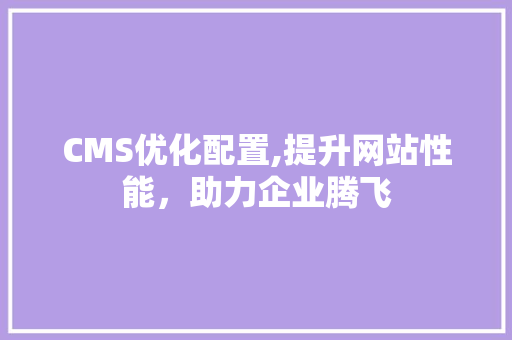 CMS优化配置,提升网站性能，助力企业腾飞 神马SEO