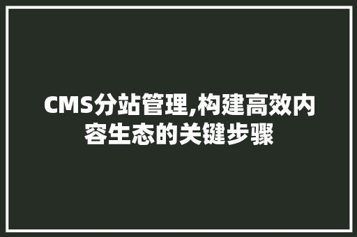 CMS分站管理,构建高效内容生态的关键步骤 百度SEO