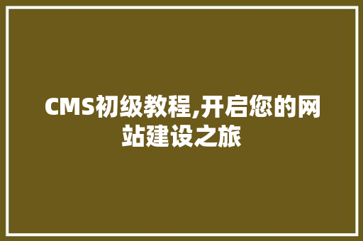 CMS初级教程,开启您的网站建设之旅 百度SEO