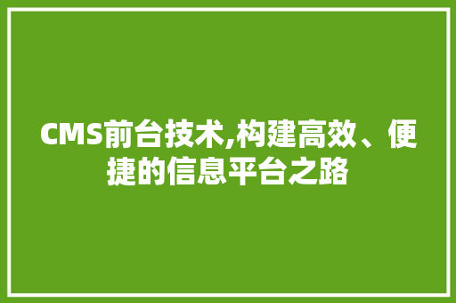 CMS前台技术,构建高效、便捷的信息平台之路 必应SEO