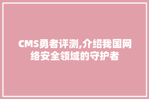CMS勇者评测,介绍我国网络安全领域的守护者 神马SEO
