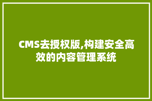 CMS去授权版,构建安全高效的内容管理系统 必应SEO
