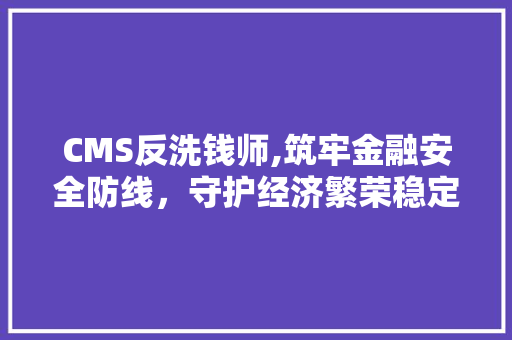 CMS反洗钱师,筑牢金融安全防线，守护经济繁荣稳定 网站建设公司