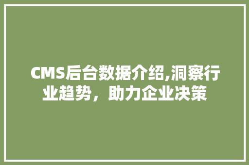 CMS后台数据介绍,洞察行业趋势，助力企业决策