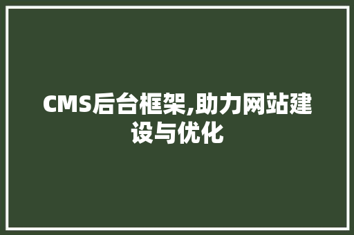 CMS后台框架,助力网站建设与优化