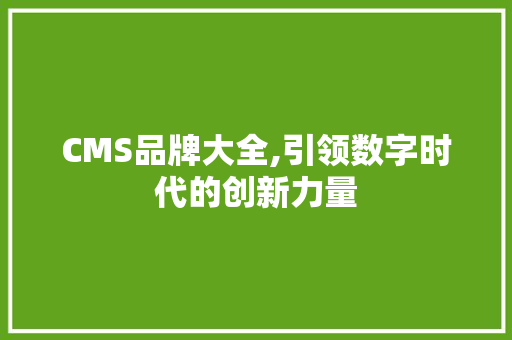CMS品牌大全,引领数字时代的创新力量