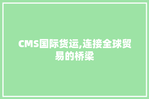 CMS国际货运,连接全球贸易的桥梁