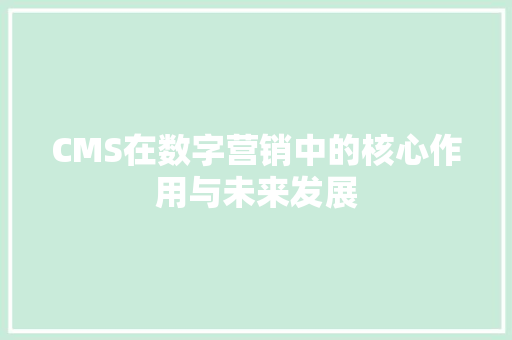 CMS在数字营销中的核心作用与未来发展 SEO关键词
