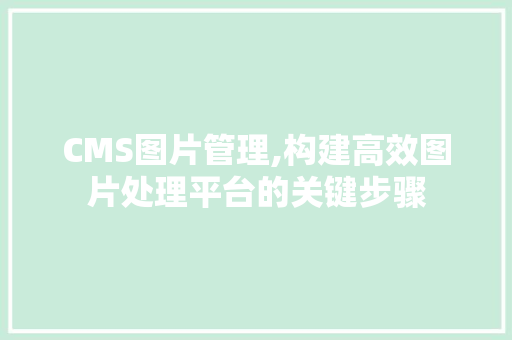 CMS图片管理,构建高效图片处理平台的关键步骤