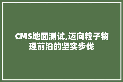 CMS地面测试,迈向粒子物理前沿的坚实步伐 SEO关键词