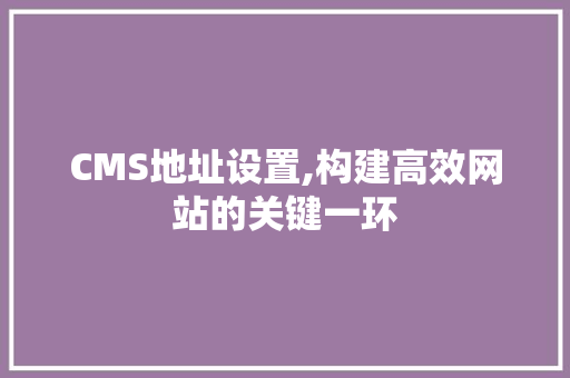 CMS地址设置,构建高效网站的关键一环