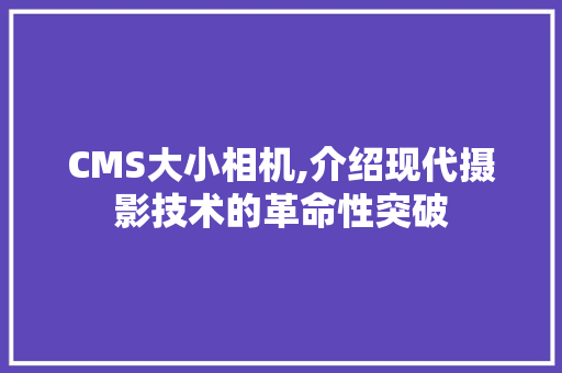 CMS大小相机,介绍现代摄影技术的革命性突破
