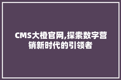 CMS大橙官网,探索数字营销新时代的引领者 百度SEO