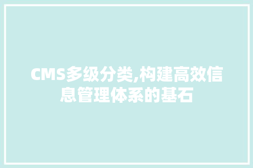 CMS多级分类,构建高效信息管理体系的基石