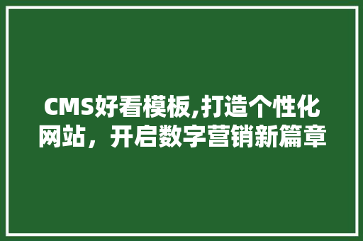 CMS好看模板,打造个性化网站，开启数字营销新篇章
