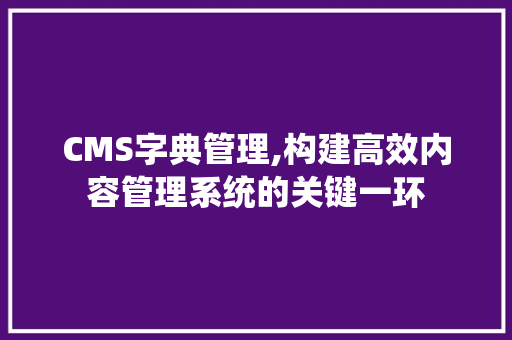 CMS字典管理,构建高效内容管理系统的关键一环