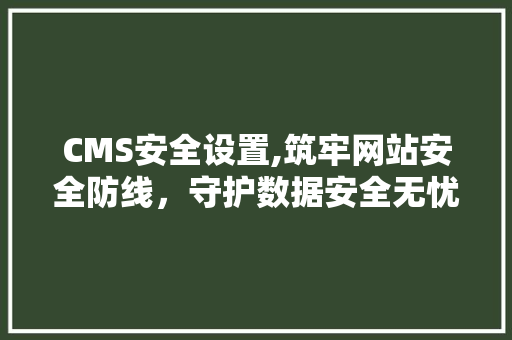 CMS安全设置,筑牢网站安全防线，守护数据安全无忧 神马SEO