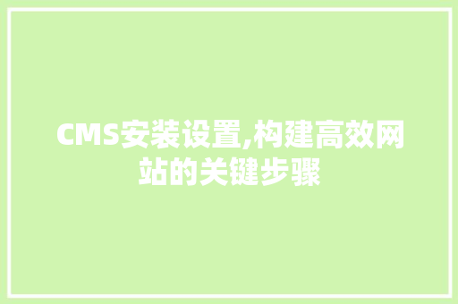 CMS安装设置,构建高效网站的关键步骤