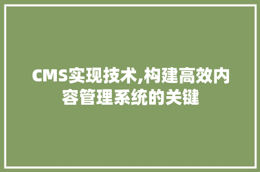 CMS实现技术,构建高效内容管理系统的关键